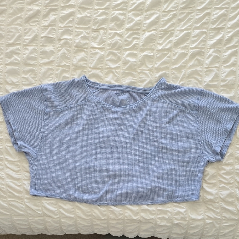 Aerie Soft Blue Ribbed Crop Top